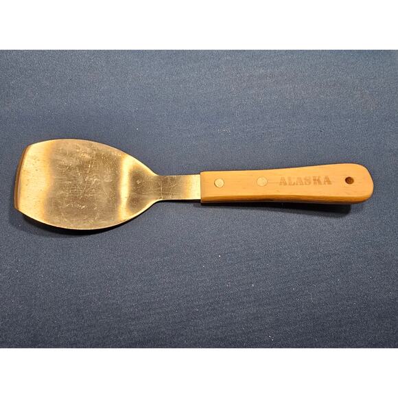 Vintage Stainless Steel 9-3/4" Ice Cream Scoop w/Rivet Wood Handle - Alaska - Picture 1 of 6